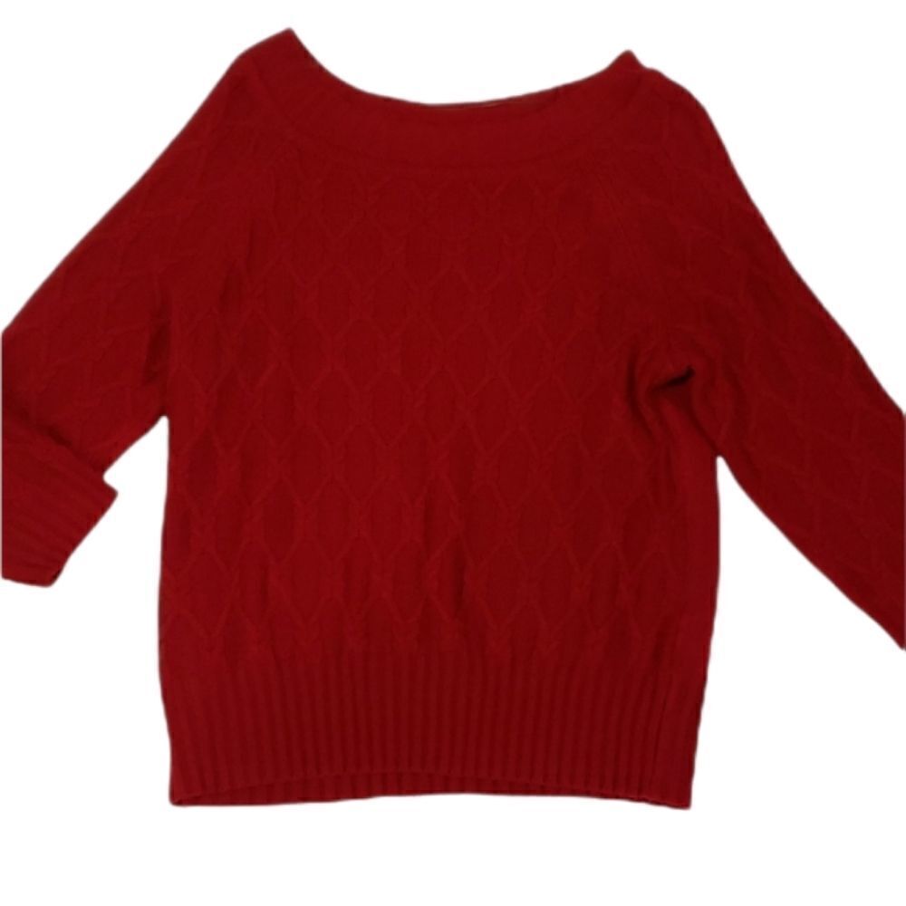 Red scoop neck sweater